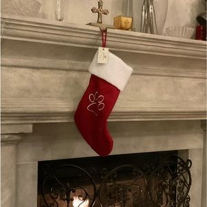 X2 Pet Red Furry Paw Christmas Stocking NWT